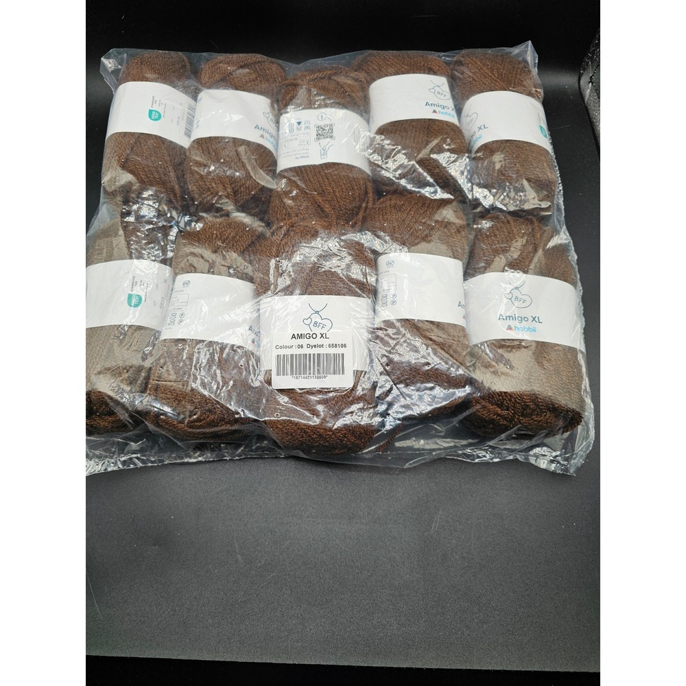 Hobbii Amigo XL Acrylic Yarn Cognac Color 06 Dye Lot 658106 10 Skeins Bulk Lot